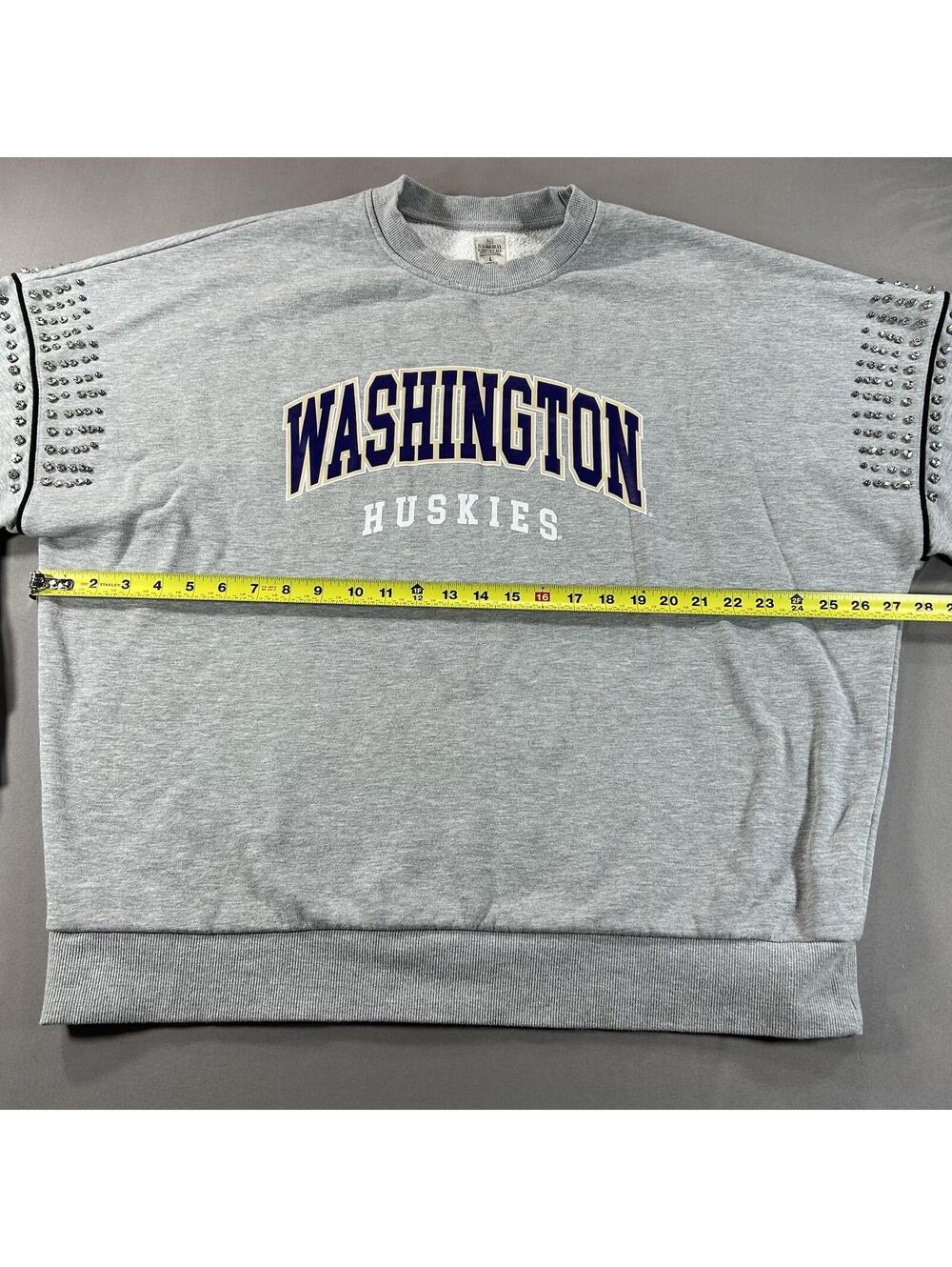 University of Washington Huskies GameDay Couture Sweatshirt Large Gray Bedazzled - Picture 5 of 7